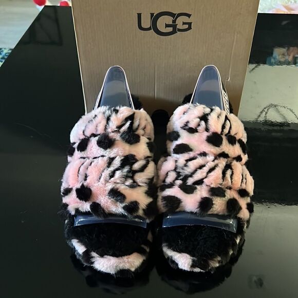 NWT UGG fluffy animal slingback sandals pink 7 - Picture 2 of 11